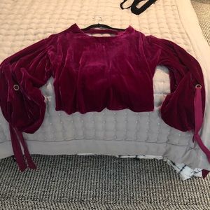 A long sleeve velvet pink shirt